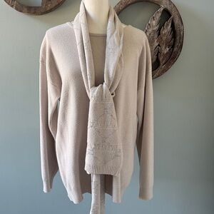 Frank Lyman Design Cream Crewneck Sweater with Scarf size XL